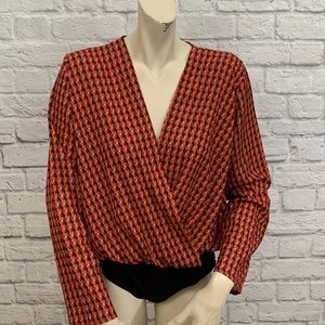 BOOHOO MULTI COLOR GEOMETRIC PRINT WRAP BODY SUIT